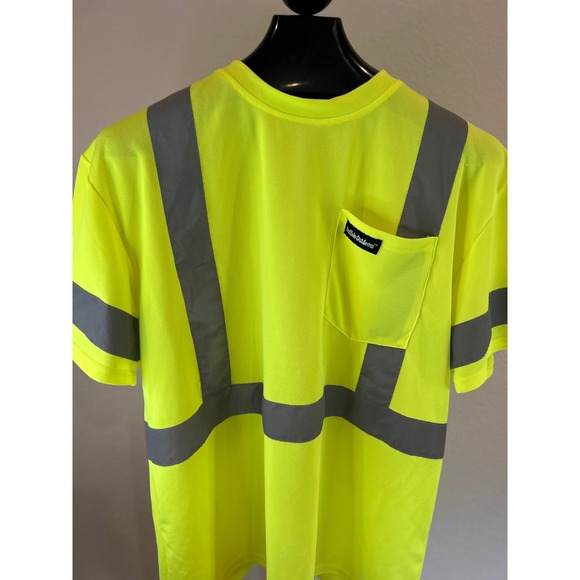 2 Buffalo Outdoors High Visibility Neon Yellow Safety Work Pocket T Shirt Men 2X - Picture 3 of 4
